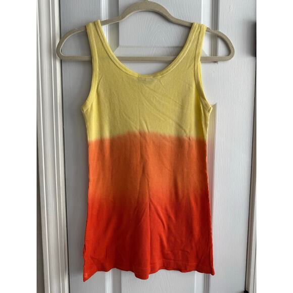 Vintage Le Tigre Yellow Orange Ombre Tank 90s Y2K size Large - Picture 4 of 4